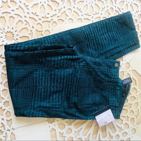 Calvin Klein jeans a black Nad Green Animal Print Skinny Jean Pants Woman size 6 - Picture 2 of 16